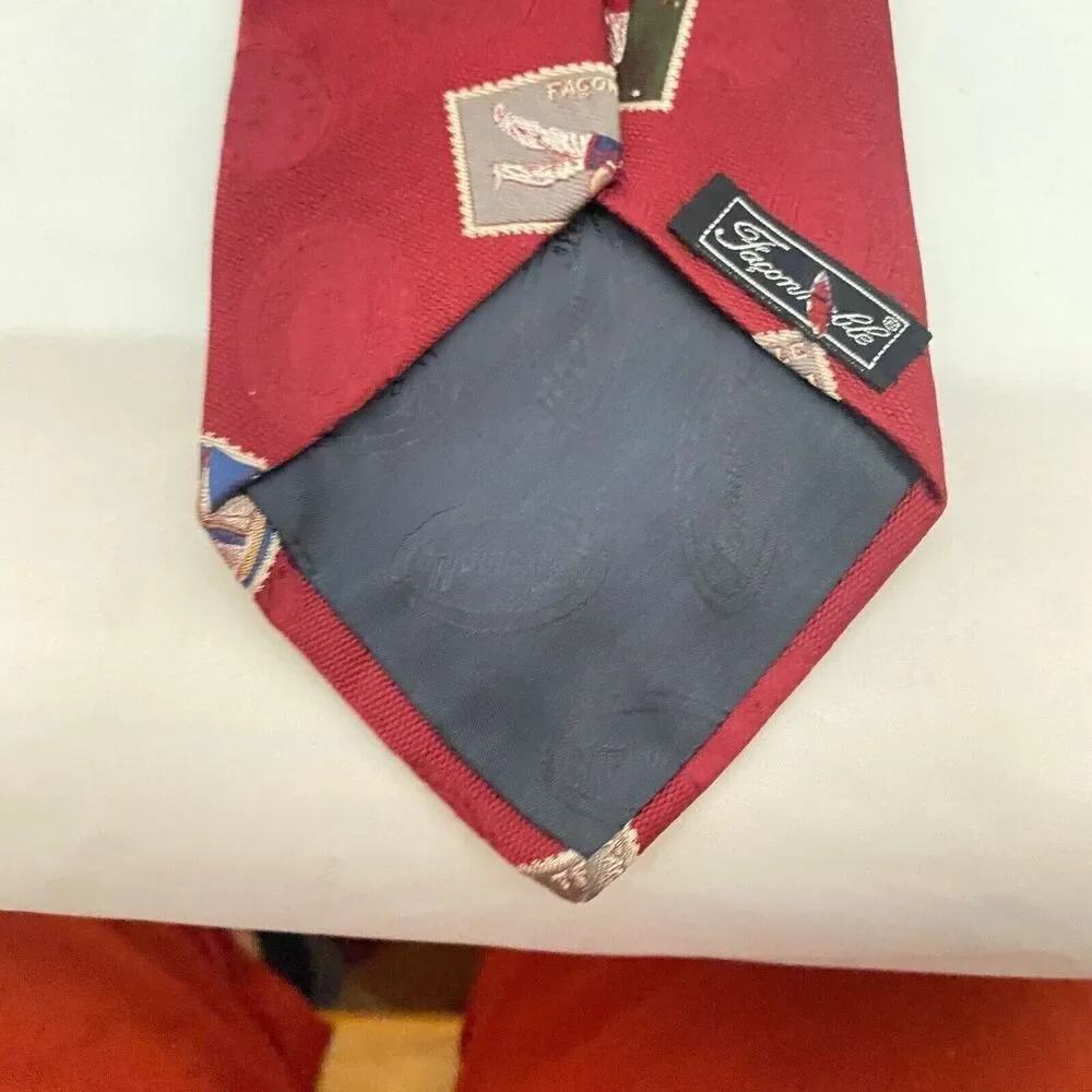 #5656 Maroon Vintage Golf Postage Stamps Mens Novelty Necktie, Tie 59X4